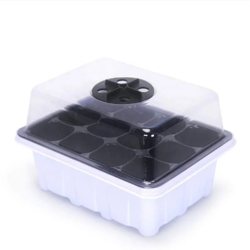 

Seed Starter Tray 12 Cells Seed Tray Plant Germination Kit Garden Seed Starting Tray with Dome, Clear+white