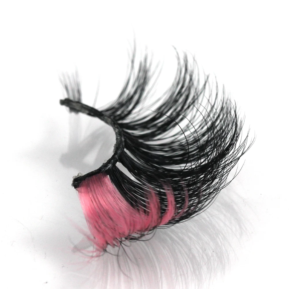 

CM01 wholesale color mink eyelashes real 3d mink eyelashes 25mm mink colorful strip eyelashes lash, Natural black