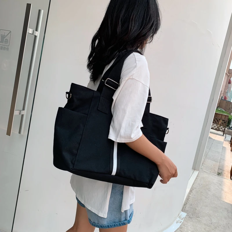 

korean canvas computer sports bag blank canvas utility crossbody tote bag, Black/white/yellow or customized