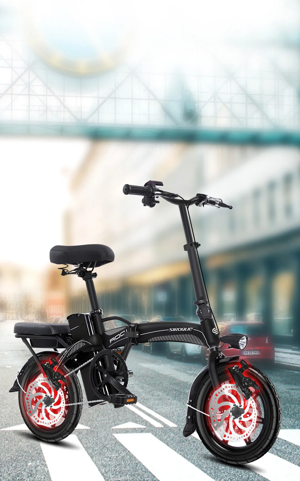 Electric Bicycle 14inch Steel Frame Single Speed Folding Electric Car