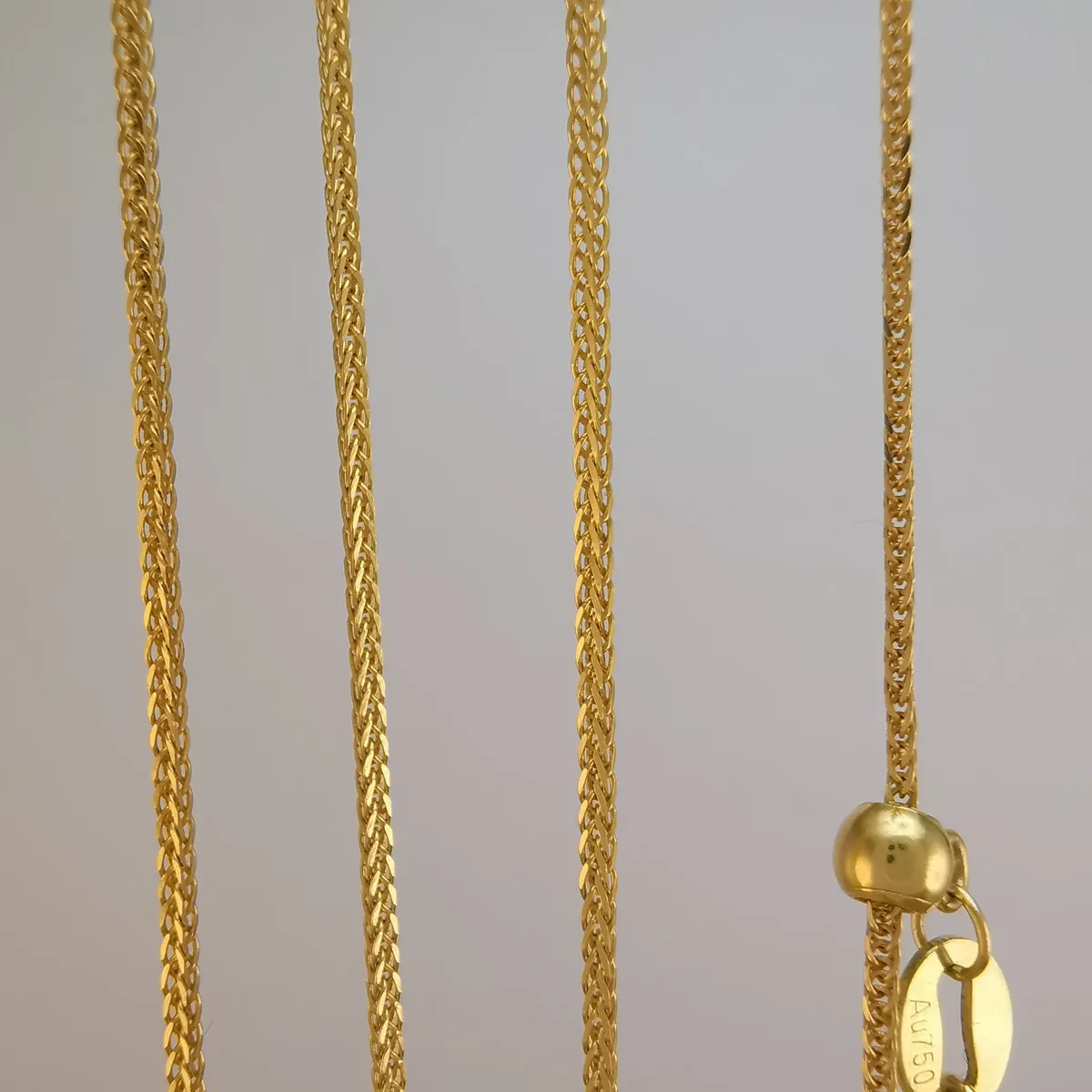 

Genuine 18K solid real gold Chopin chain necklace O shape cross AU750 necklace fully gold Chopin chain 0.7mm width