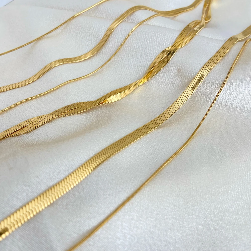 

Dainty Gold Plating Stainless Steel Choker Necklaces For Women Stacking Jewelry snake bone Chain Necklace