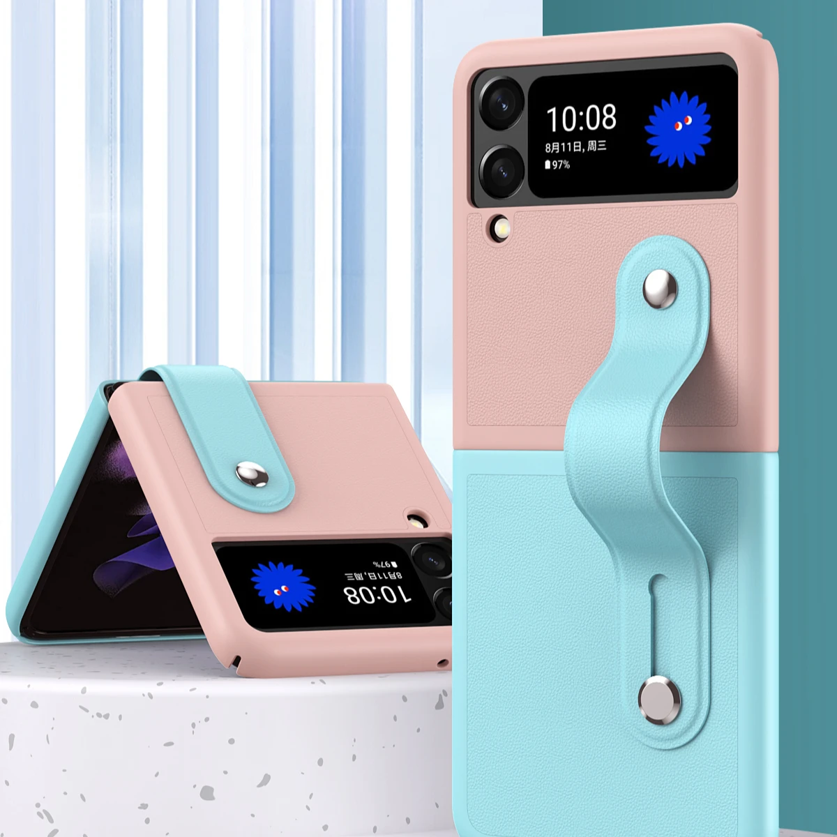 

for samsung z flip 4 phone case Shockproof with Strap Girls Women Mobile Phone Case For Samsung Galaxy Z Flip 3 5G