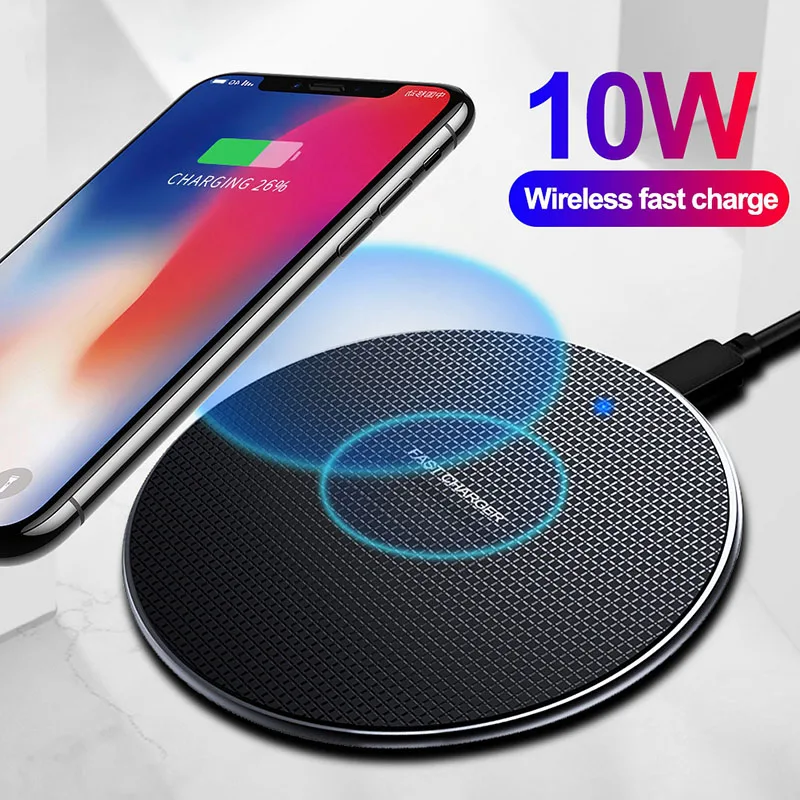 

Wireless charging disc 10W QI LED Fast Charging LED Portable Universal Mobile Phone Wireless Charger Pad, Black silver pink blue red