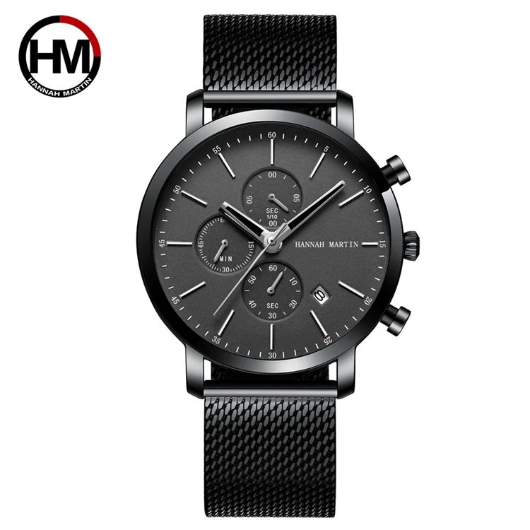 HANNAH MARTIN HM-109 Men Quartz Famous Watch Brands Custom Logo Stainless Steel Band Watches