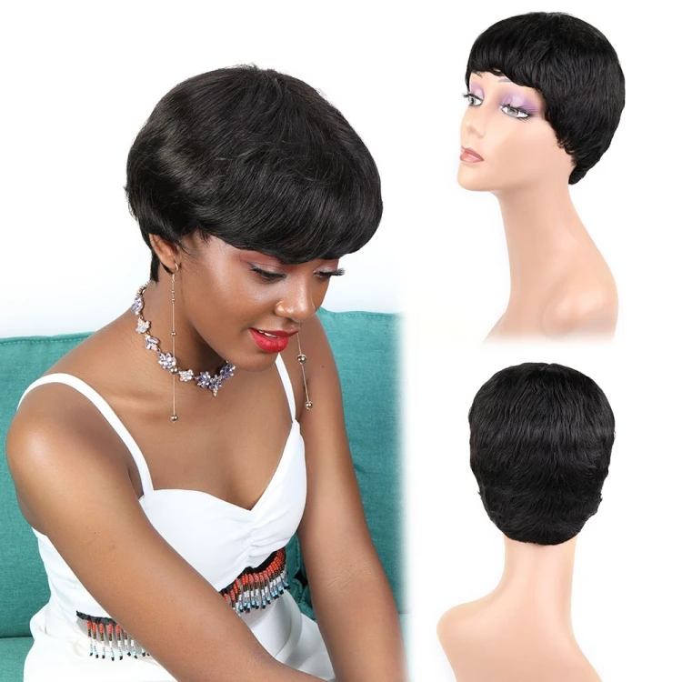 

most welcomed Toocci Ladies Short Hair Pixie Cut Wigs Bangs Wig Black 8 inch Natural Wig Hair