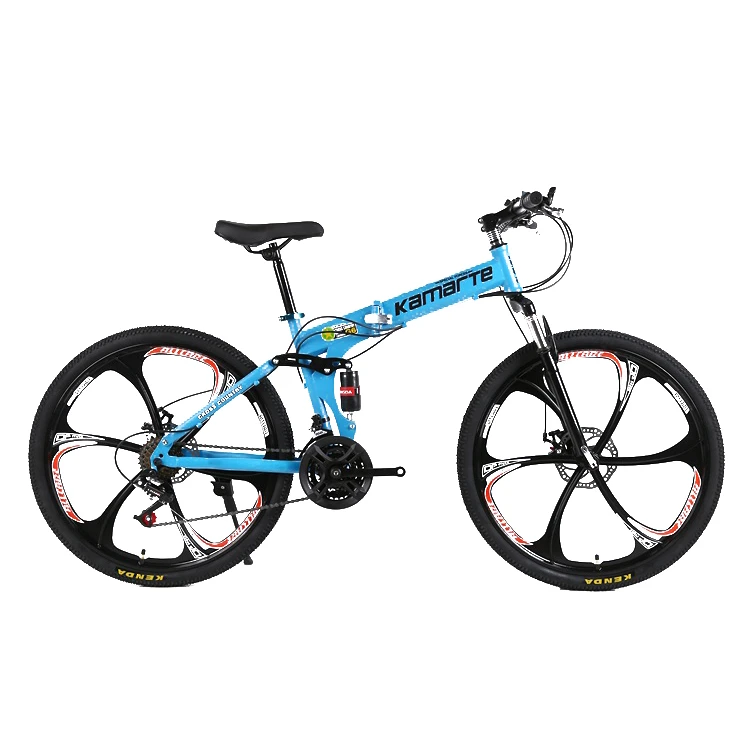 

wholesale high quality foldable mountain bike 26inch 21 speed Mechanical double disc brakes 6 Knifes one wheel mountain bike, White black blue yellow red