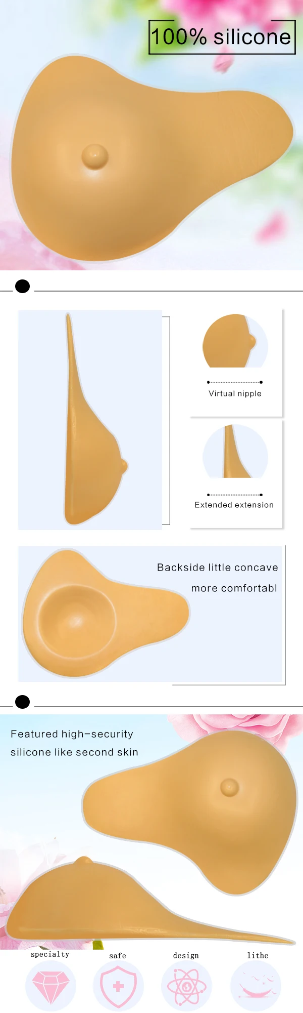Silicone Breast Prosthesis Artificial Boob Mastectomy Silicone