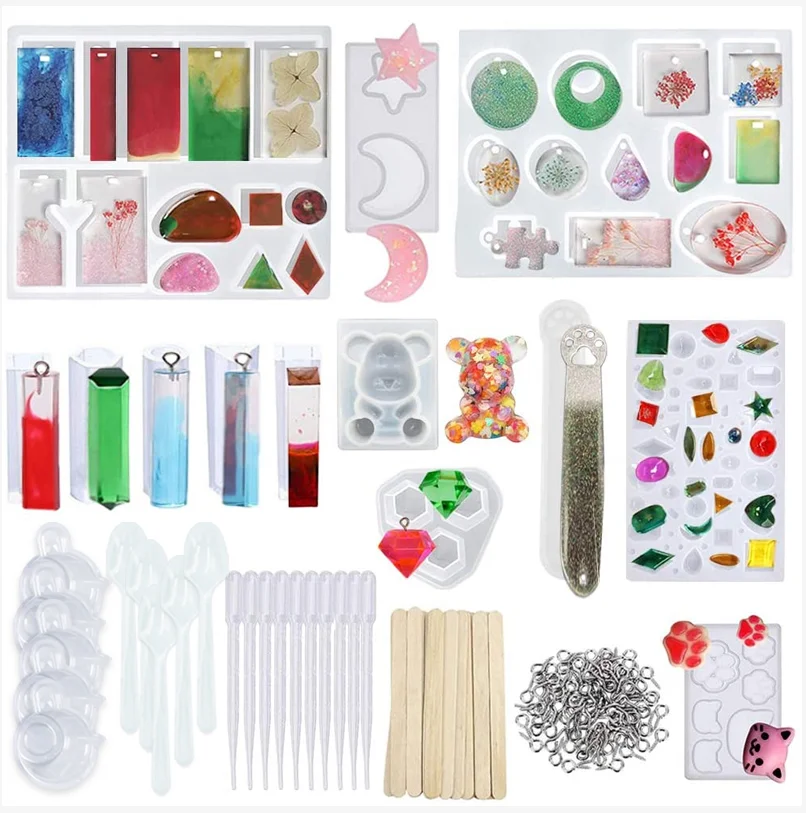 

148 pcs silicon molds for resin jewelry Tools Set for DIY Jewelry Decoration Craft Making kit chocolate silicone mold, White