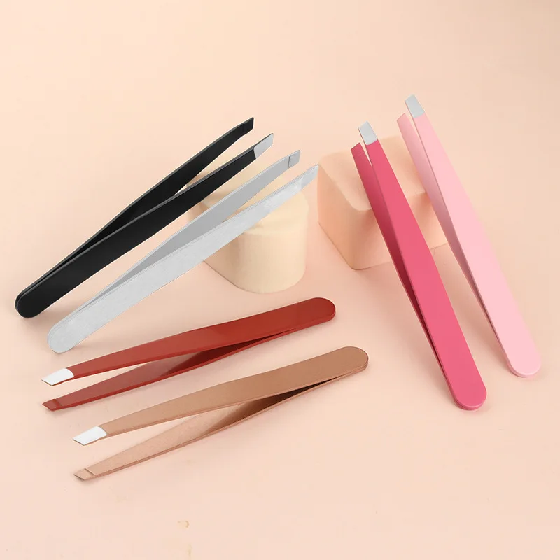 

Free Sample Test Quality Metal High Quality Eyebrow Clip Color Eyebrow Eyelash Tweezers Custom Logo, 6 color for choose