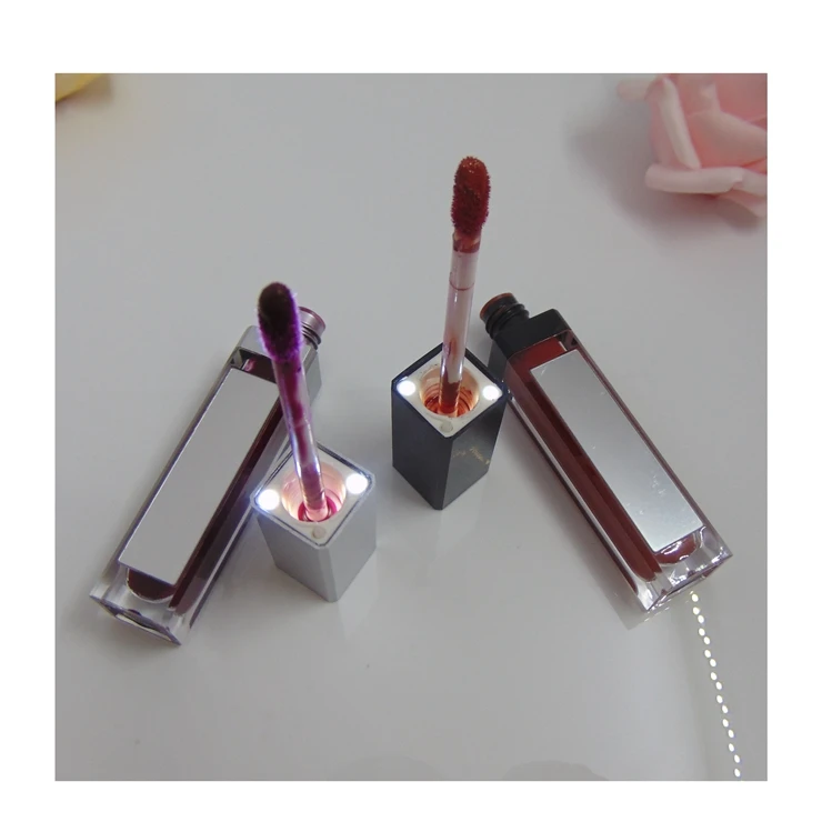 

Wholesale Led Lip Gloss Private Label Liquid Lipstick Matte Lipgloss with Light and Mirror, Custom color