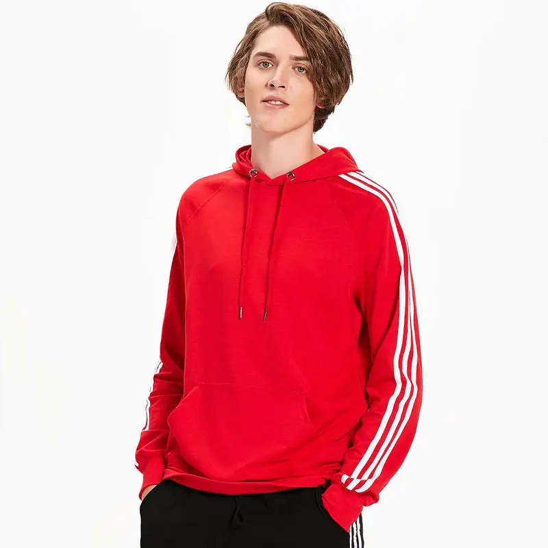 

White striped decoration fall Clothing cotton pullover hoodies daily life men's casual wear 5 colors oversize hoodie, Black orange red blue gray
