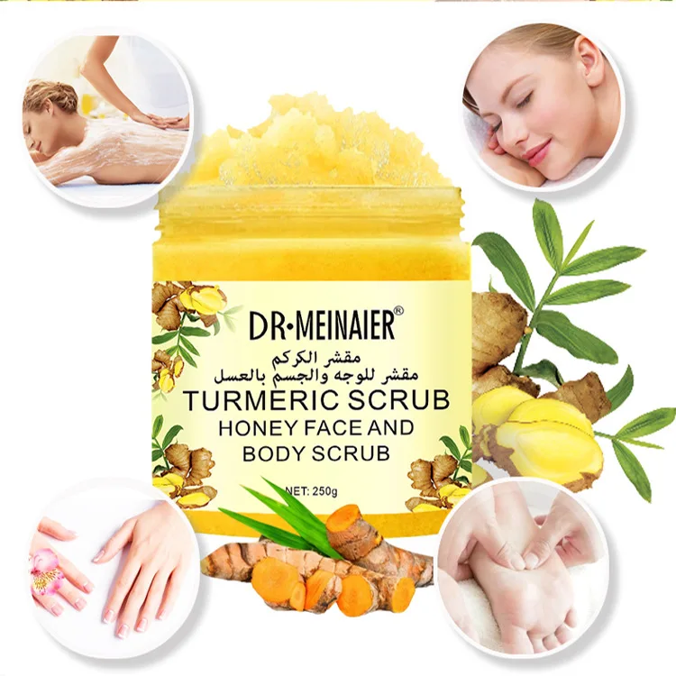 

Wholesale Hot Sale Turmeric Body Scrub Exfoliating Moisturizing Deep Cleansing Remove Acne Organic Honey Face and Body Scrub