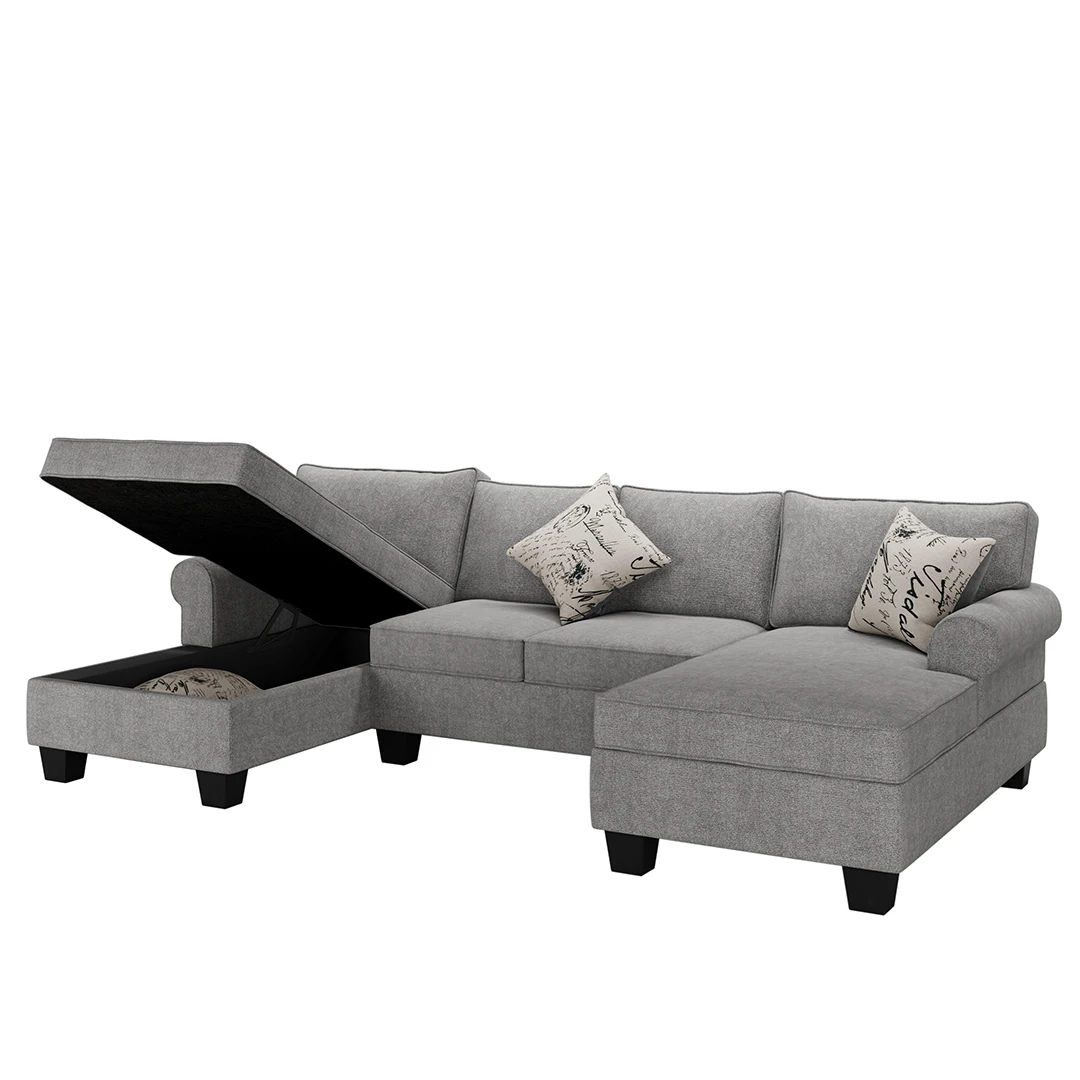 

Modern Couch Set Leisure Living Room Modular U Shape Sofa Sectionals, Grey