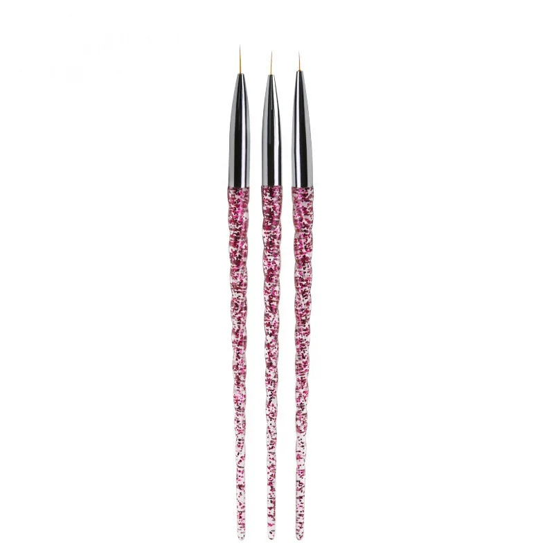 

3Pcs/Set Nail Tool Draw Line Pen And Color Nail Art Pen Of Acrylic Pencil Holder With Glitter And Sequins