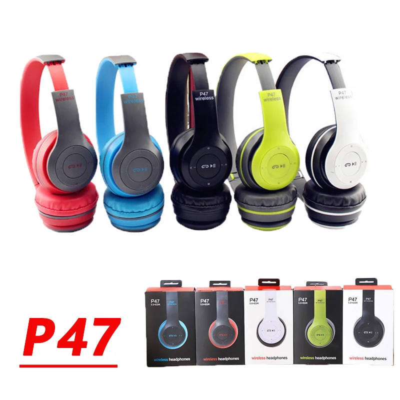 

2021 Audifonos Foldable high bass good quality fancy cool wireless headphone new design p47 stylish earphones gaming headsets