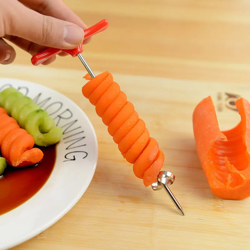 

Vegetable Spiral Twist Knifemanual Roller Spiral Slicer Radish Potato Tools Vegetable Spiral Cutter, Red