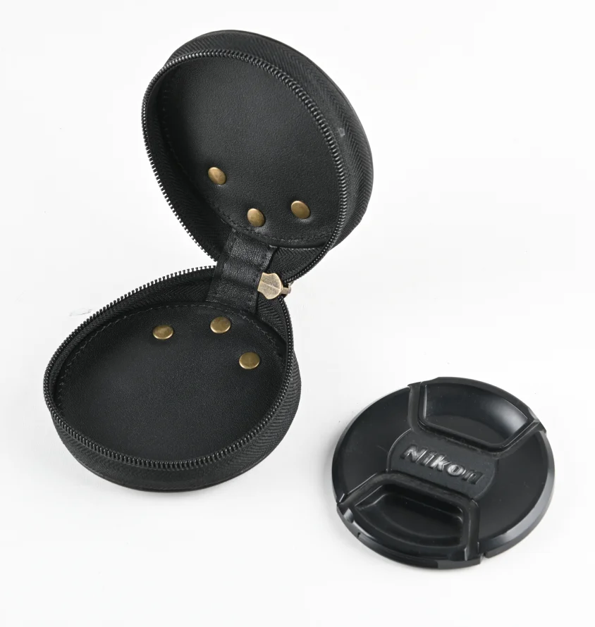 

Black vintage leather Camera battery bag