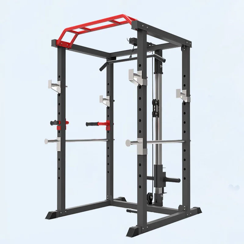 

Shandong Dezhou Pulldown Arm Curl Biceps Triceps Home Fitness Sports Equipment CF Multi Functional Squat Rack, Black, silver grey, red