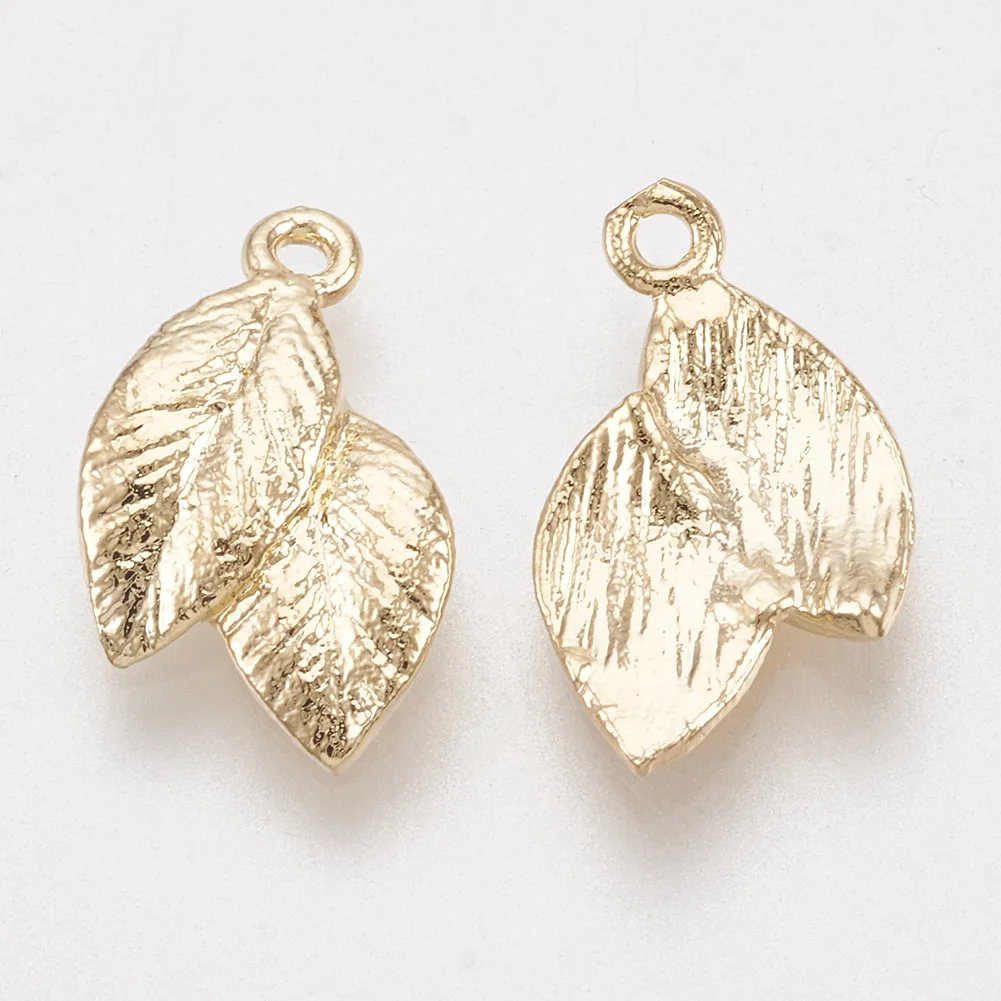 

PandaHall Real Gold Plated Earring Leaf Brass Charms