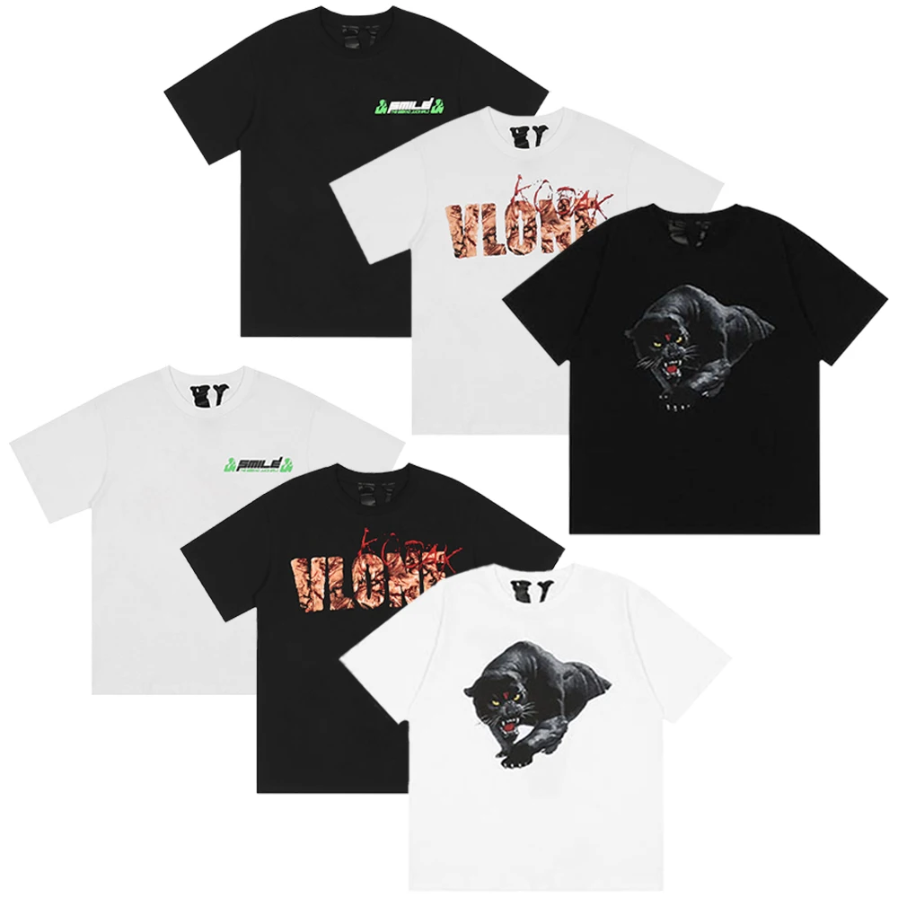 

V LONE Shirts Street Fashion Brand With Big V Printing Hip-hop Short-Sleeved T-shirt Juice Wrld Vlones T Shirt, White&black
