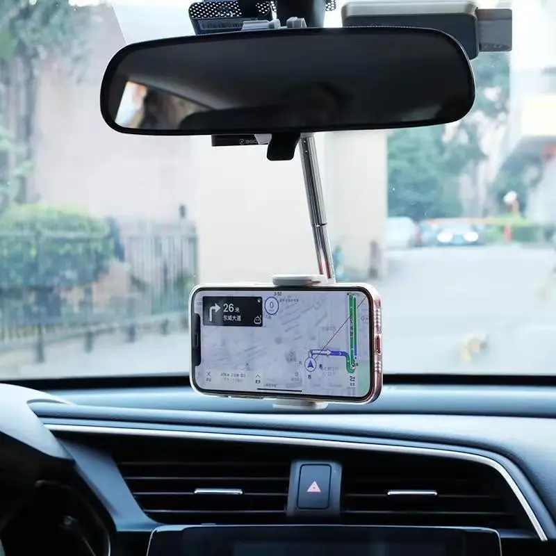 

Car rear view mirror mobile phone bracket car navigation holder universal smartphone GPS mount, Black , white