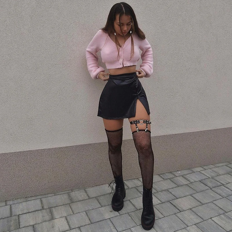 

CUTENOVA M20891P High Waist PU Leather Mini Skirts in Irregular and short Streetwear Female Short Skirt