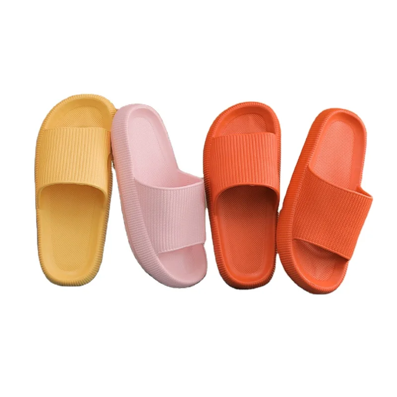 

Wholesale women's soft EVA slipper platform pillow slides custom fashion yezzy sandals for men and ladies, Pink,yellow,orange,khaki,blue