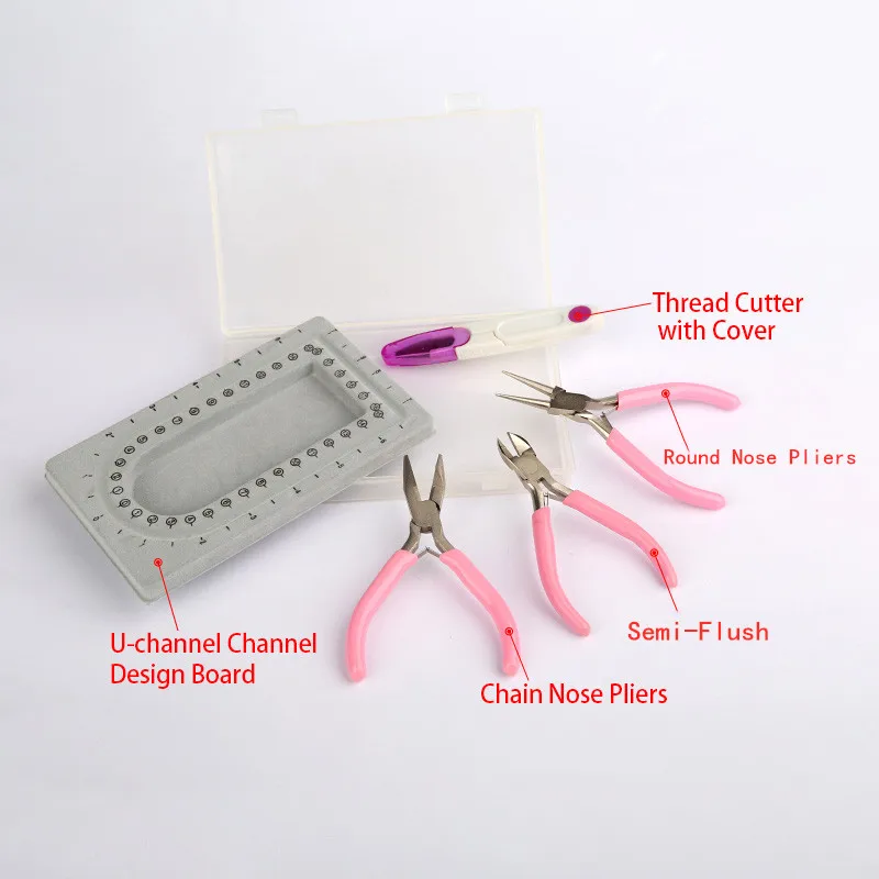 

XuQian Wholesale Jewelry Making Pliers and Mini Bead Board with Plastic Case Tools