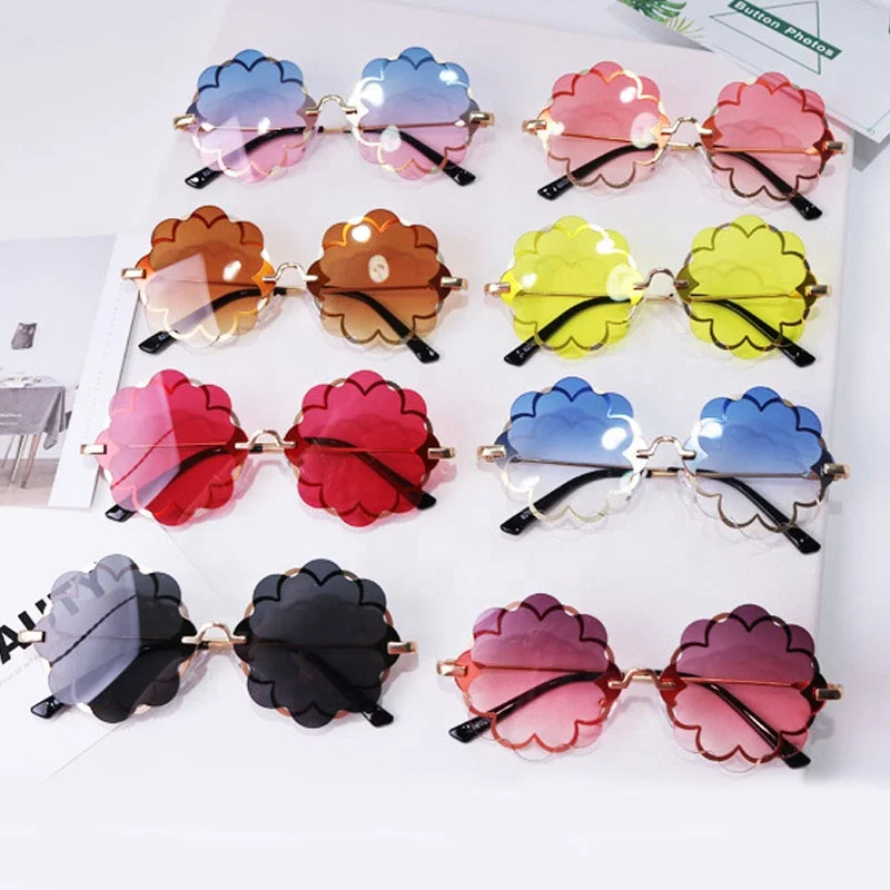 

Children's Girls Comfortable Sunglasses Flower Colorful Kids Sun Glasses, 8 colors