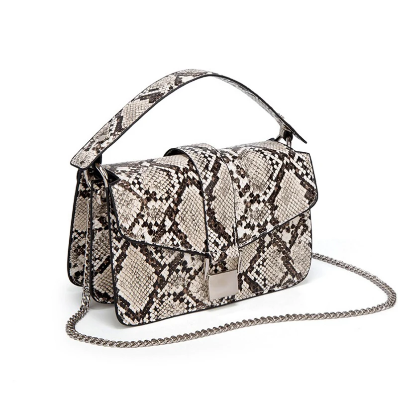 

2020 New Arrival Fashion Snake Pattern Shoulder Bag Chain Crossbody Bag Quality Leather Handbag