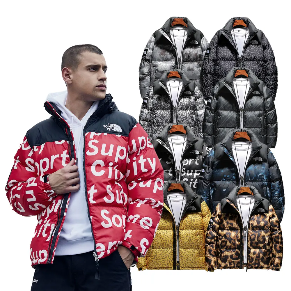 

Plus Size Wind breaker Fashion Winter Clothing All Over Print Trench Bubble Puffer men's jacket Coat