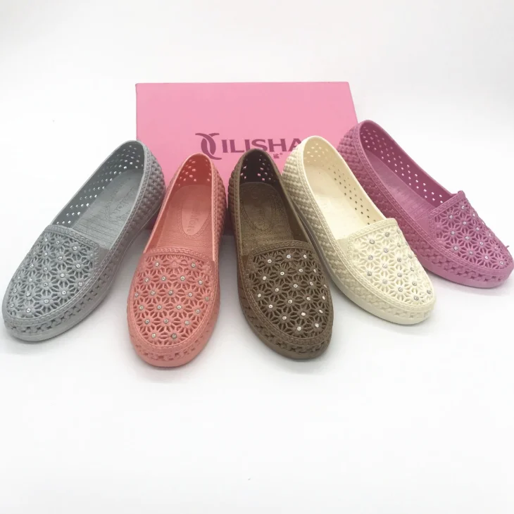 

slip on soft bottom women flat sandals breathable casual shoes hole plastic sandals