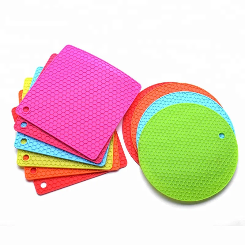 

Food Grade silicone food dining table mat pot pad holder Heat Resistance Square Pot Holder Silicone Trivet, Customized