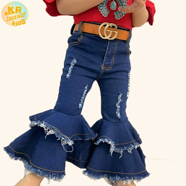 

Latest Design Children Denim Bell Bottom Pants Famous Brand Jeans Pants For Girls Kids