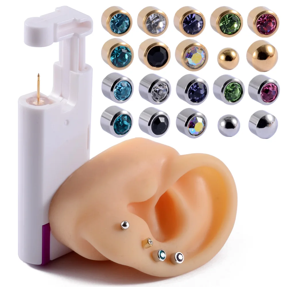 

YW Ear Piercing Gun Stainless Steel Body Ear Piercing Tool Set Nose Piercing Machines Ear Piercing Kit Peircings Gun