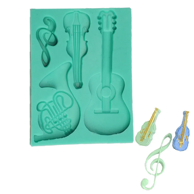 

Hot Selling Fondant DIY Chocolate Candy Molds Bake Tool Violin Silicone Resin Silicone Mold Cake Decorating Tools, Green