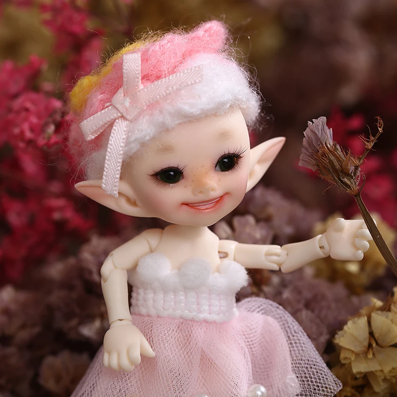

Realpuki Popo FreeShipping Fairyland Doll BJD  Pink Smile Elves Toys, Natural skin