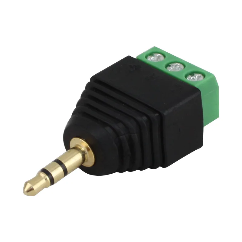 

3.5mm 3Pins Stereo Male Plug to 3 Poles AV Screw Video Banlun Terminal 3.5mm Plug 3Pin Block AV Balun Connector