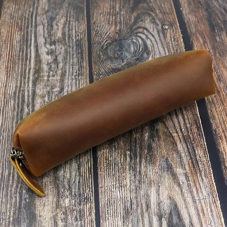 
Vintage real leather pencil pouch bag pen holder pen case 