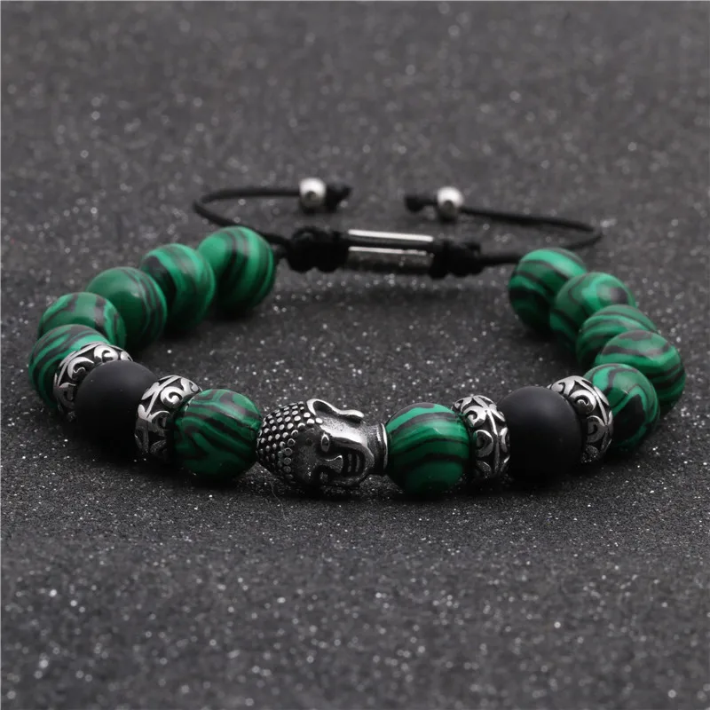 

budha bracelet Stainless steel braided adjustable Buddha hand charm for men male bracelet leather fengshui bracelet man