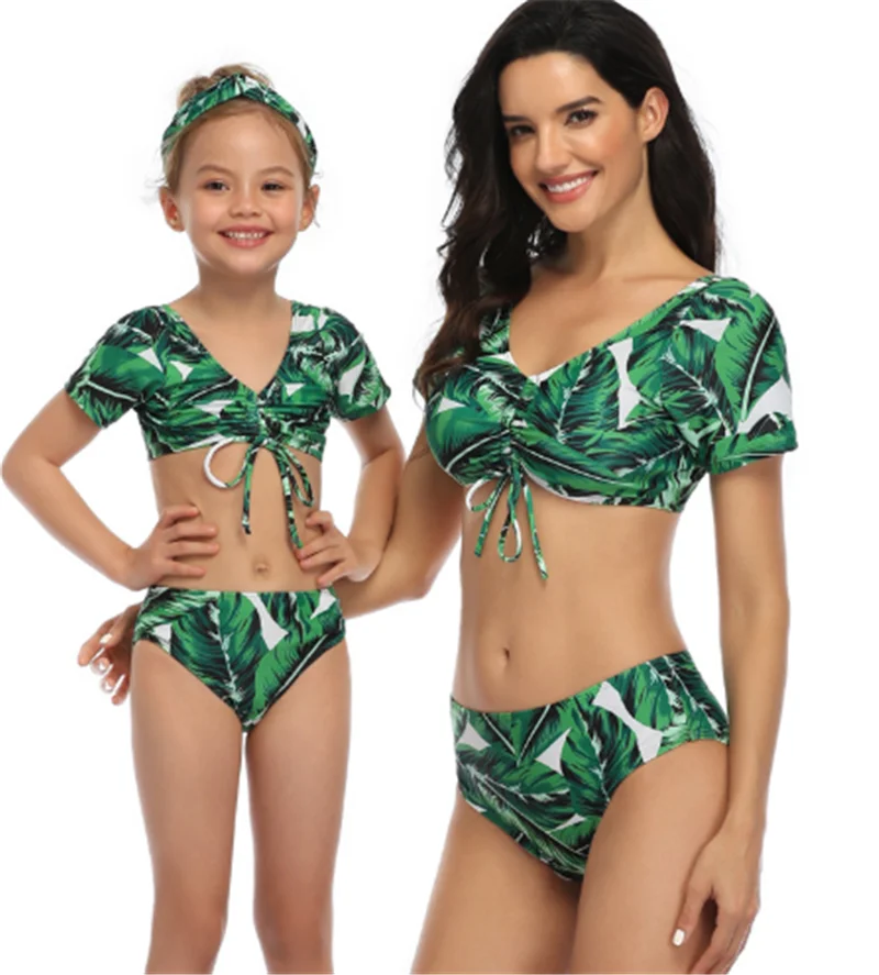 

ZY5315 Private Label Kids Swimwear Girls Tow Piece Family Matching Swimwear