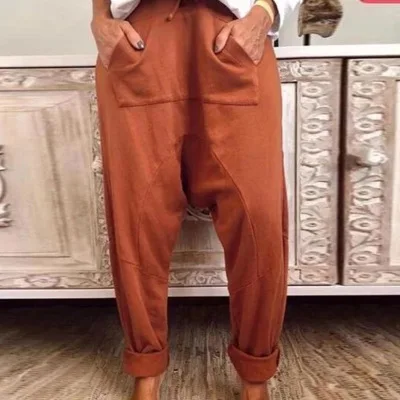 

2020 new casual crotch pants fashionable lace-up harem pants women's trousers