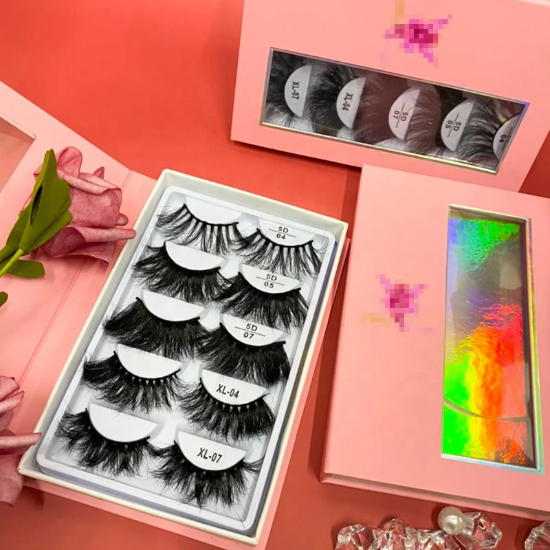 

Wholesale Lashes Mink lashes 5 pair lash tray mixed styles strip eyelash vendor customized packaging boxes