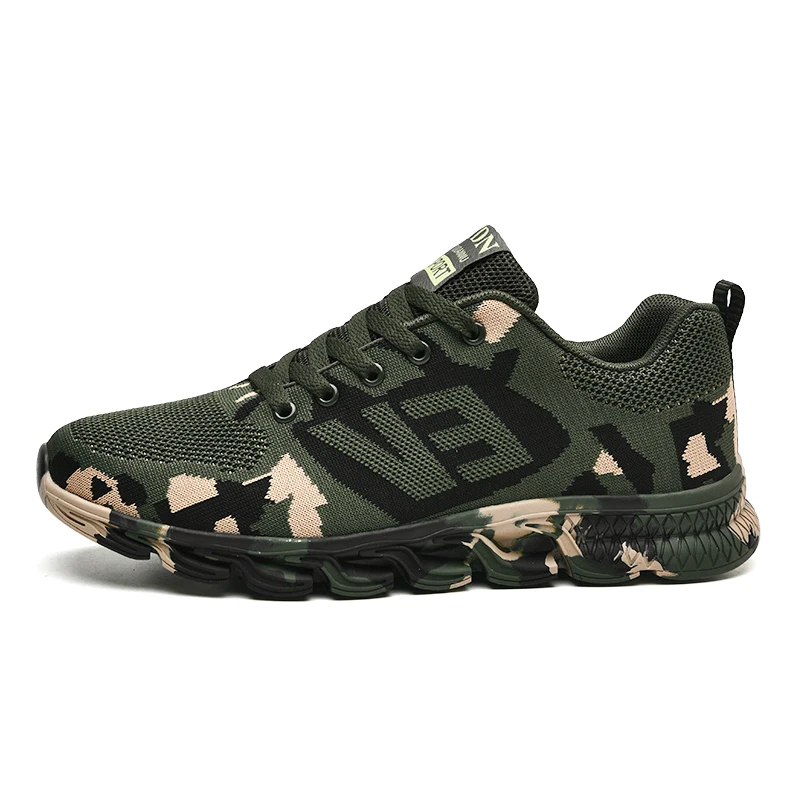 

2021 Hot Sale Sneaker Women Casual Fly Woven Outdoor Shoe Tennis Dark Green Camouflage Shoes Military Training Men'S Shoes
