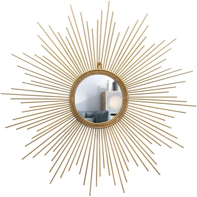 

Newart luxury hotel new house interior gold sun metal mirror wall art for entrance living room decor