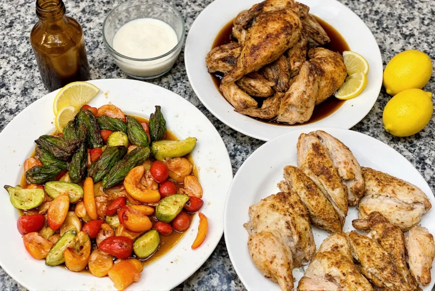 Various dishes seasoned with homemade lemon pepper including grilled chicken, roasted vegetables, and fish