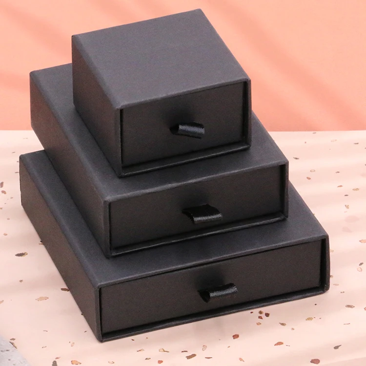 

Black Custom LOGO Paper Cardboard Slide Drawer Bracelet Jewelry Box