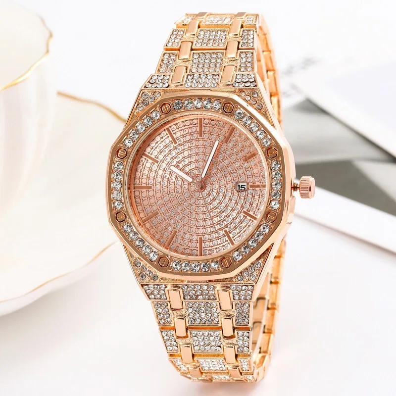 

Popular full sky star steel band diamond leisure men's and women's watches