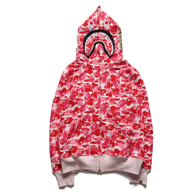 

2021 Cheap Fashion Style Shark Camouflage Unisex Casual Plus Fleece Hooded Sweater Jacket, Customized colors